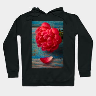 Peony On Blue Table Hoodie